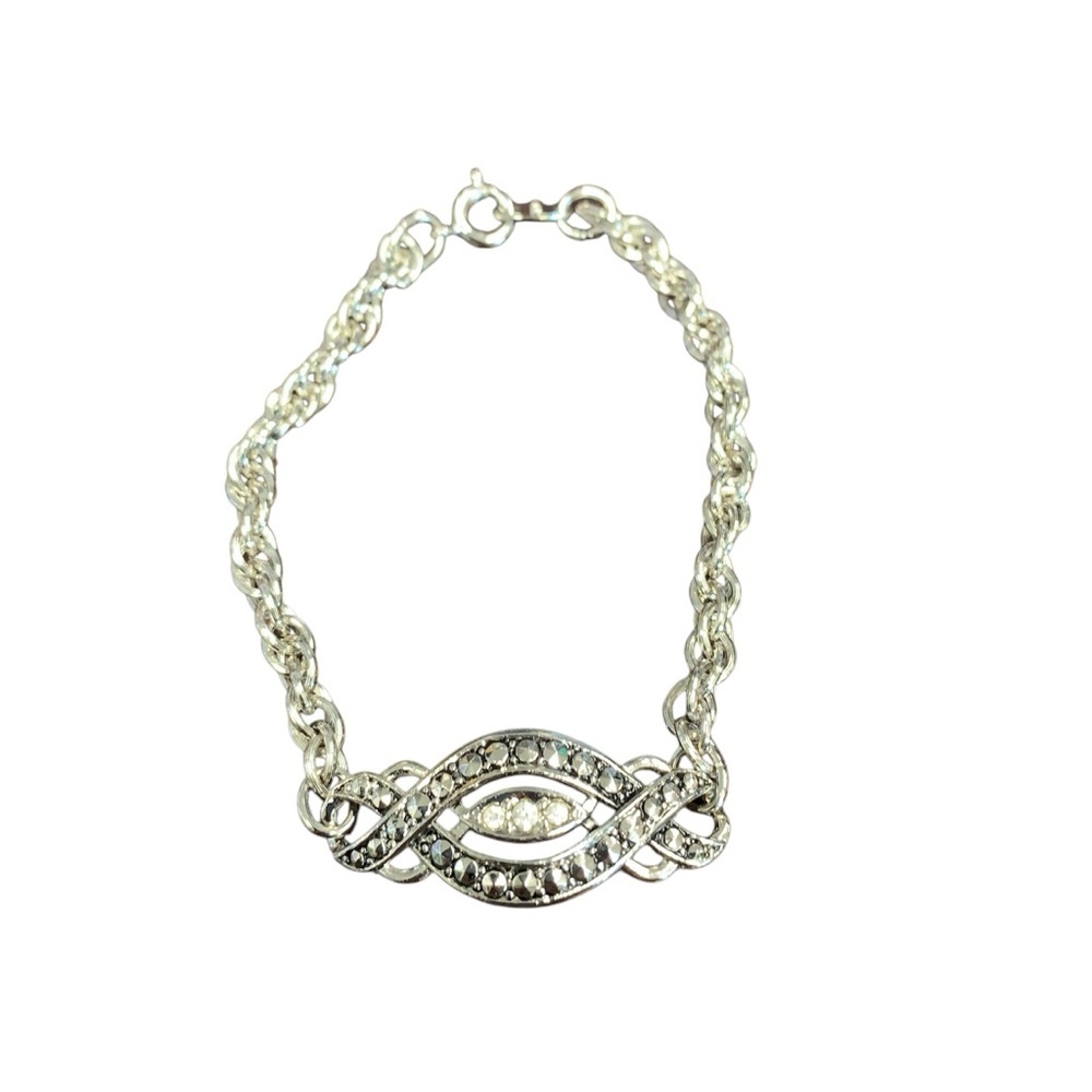 Avon “Heirloom Classic bracelet” Silver Chain Bracelet with Rhinestone Accent